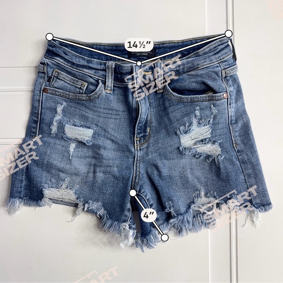 Judy Blue Jeans Womens Sz S Blue Denim Jean Shorts Super Distressed Stretch - Picture 6 of 6